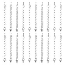 2.8 Inch Necklace Extender, 20 Pcs Lobster Necklace Extender, Dark Silver