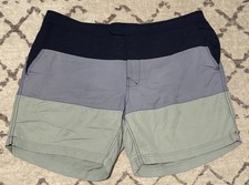 35 Men's J. Crew Swim 7" Block-Striped Tab Swim Shorts Swim Trunks Board Shorts