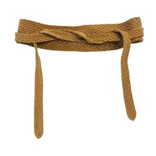 ADA Classic Leather Suede Textured Wrap Belt in Tan