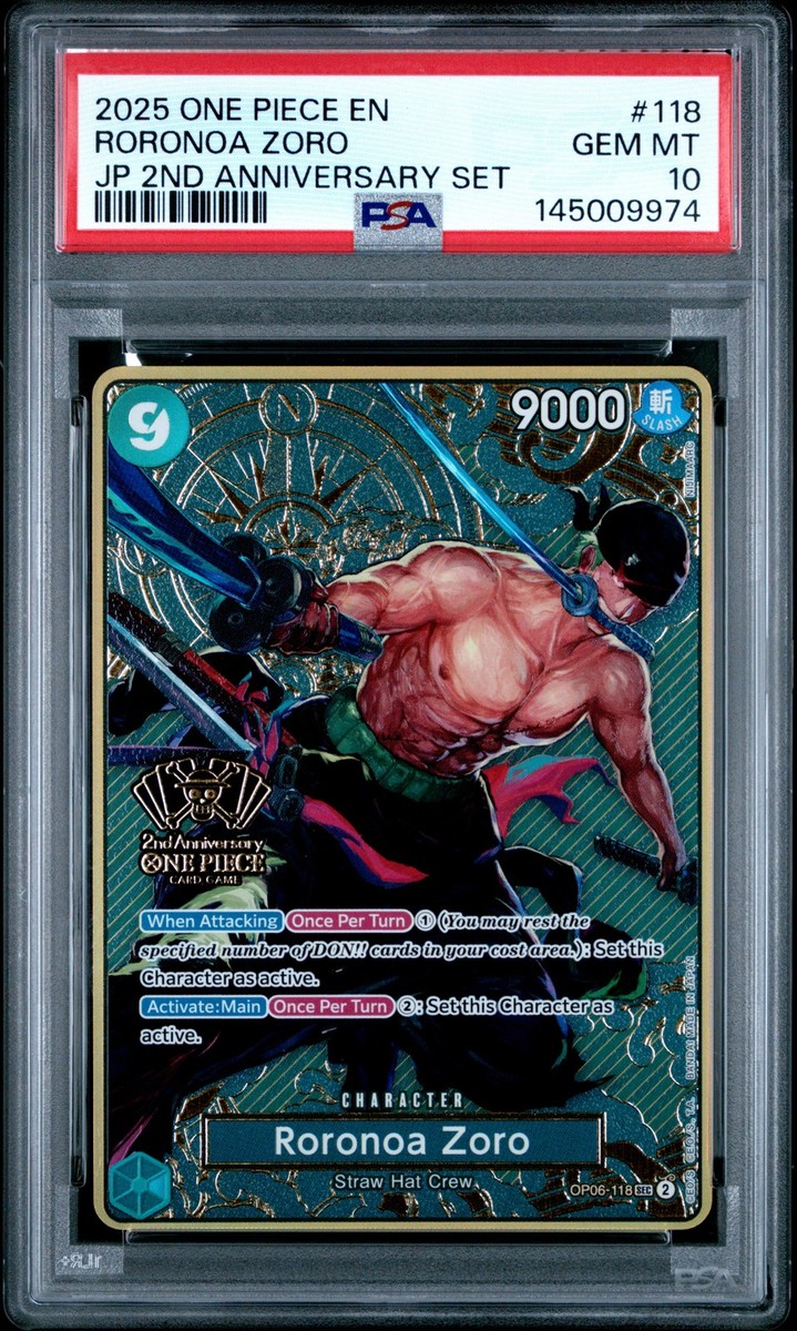 2025 ONE PIECE JAPANESE 2ND ANNIVERSARY SET #118 RORONOA ZORO PSA