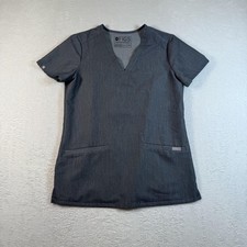 FIGS Technical Collection Scrub Top Womens XXS Gray V Neck Short Sleeve Tunic