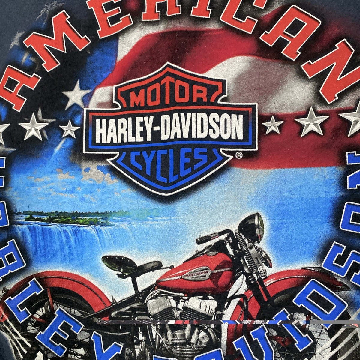 Vtg Harley Davidson Racing T Shirt Niagara Falls NY Size 22x25