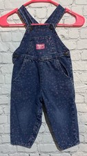 Vtg OshKosh B'Gosh Denim Overalls Girl  s Sz 3T All Over Flowers Spring