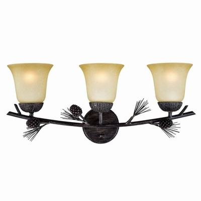 Sierra 3-Light Bathroom Light in Rustic Style 11.5 Inches Tall and 24 Inches