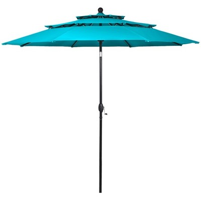 10ft 3 Tier Patio Market Umbrella Aluminum Shade Shelter Double Vented Turquoise