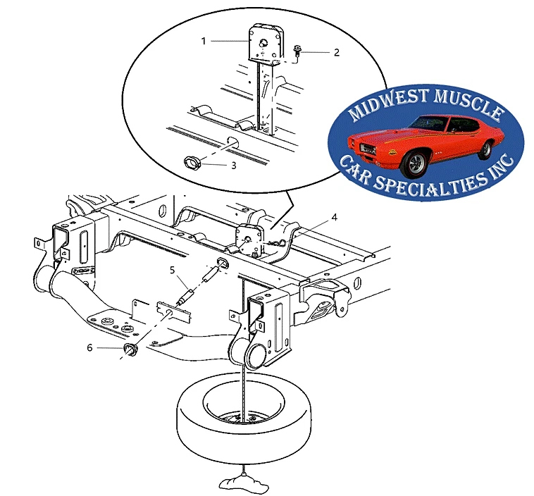 Guincho de pneu sobressalente guincho suporte de cabo parafusos pino hardware compatível com 02-12 Dodge Ram D71 - Imagem 2 de 4