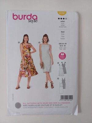 BURDA Style 6410 MISSES DRESSES Sewing Pattern Sizes 8 - 18 SUPER EASY Uncut