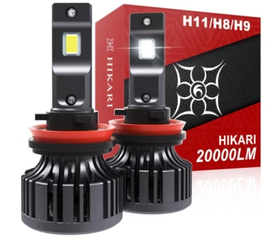 HIKARI WINGS Hikari 2025 20000LM H11/H8/H9 LED Bulbs, 45W Upgraded Core-12 LED, High Lumens