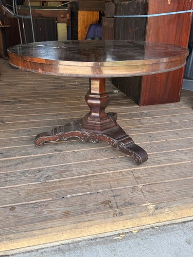 antique French rosewood empire center table tea tilt top carved project 1840 - Picture 23 of 24