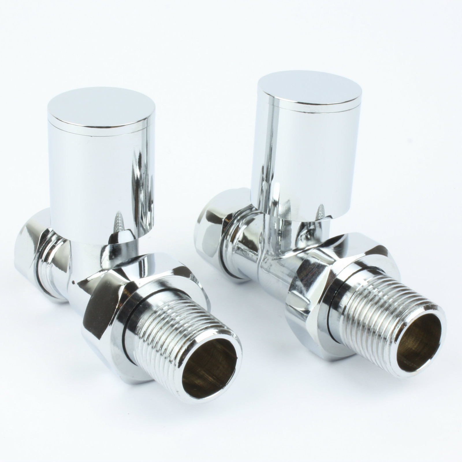 Chrome Radiator Towel Rail Radiator Minimalist Round Valves Straight Pair Rad **