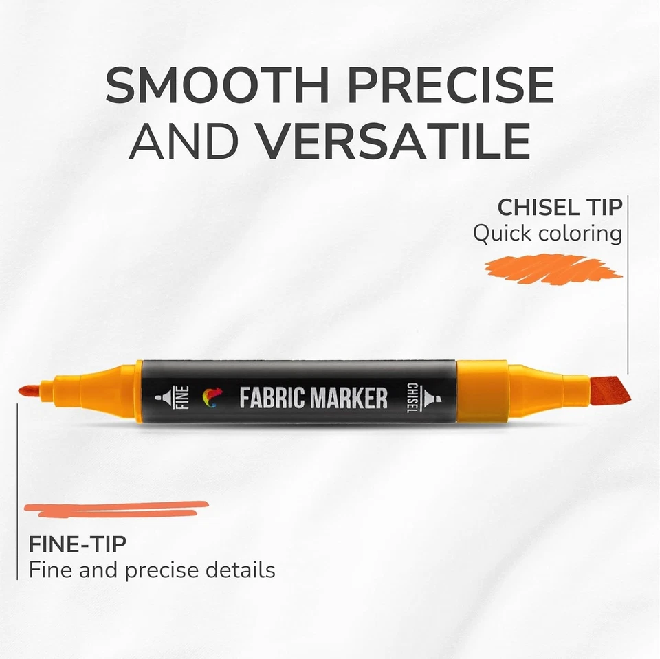 20 Marcadores de tela Zenacolor, doble punta fina + punta de cincel, colores permanentes vivos Foto 2 de 4