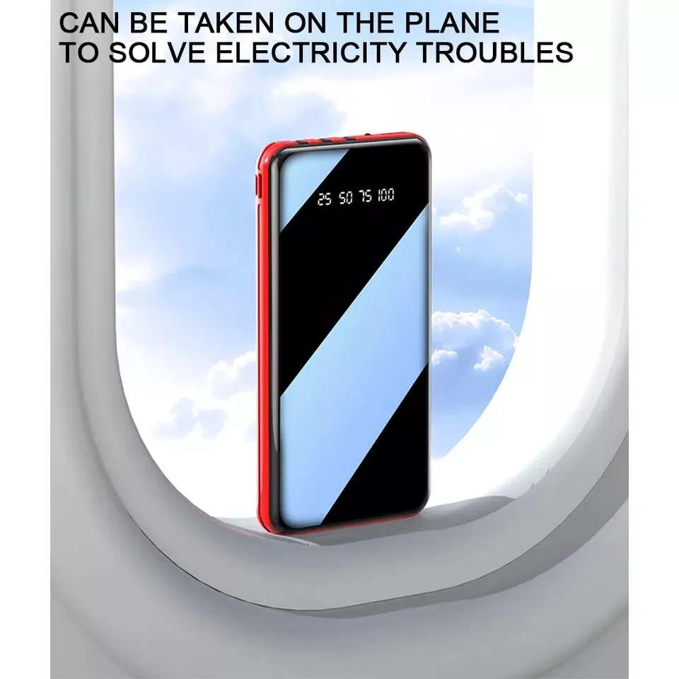 Portable Power Bank 20000mAh Fast Charging Battery with 4 Built in Cables Red - Image 2 of 4