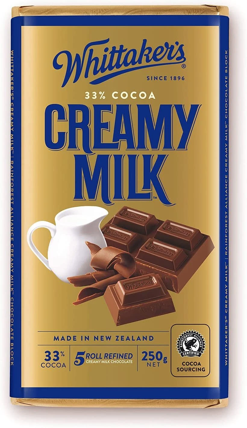 Whittaker's Creamy Milk Chocolate Block 250g - 2 Blocks