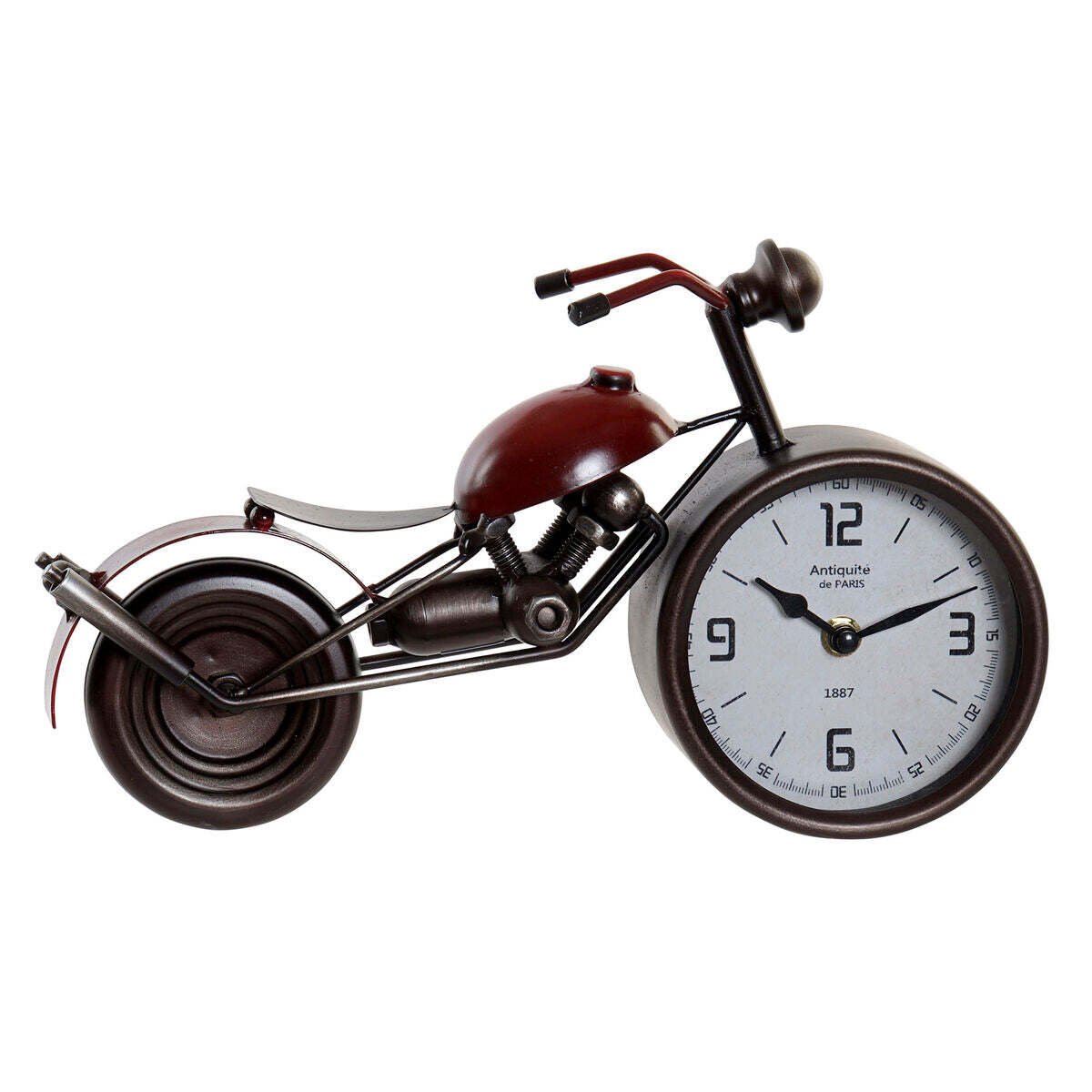 Table clock Home ESPRIT Red Metal Crystal MDF Wood Motorbike Vintage 32,5 x 10 x