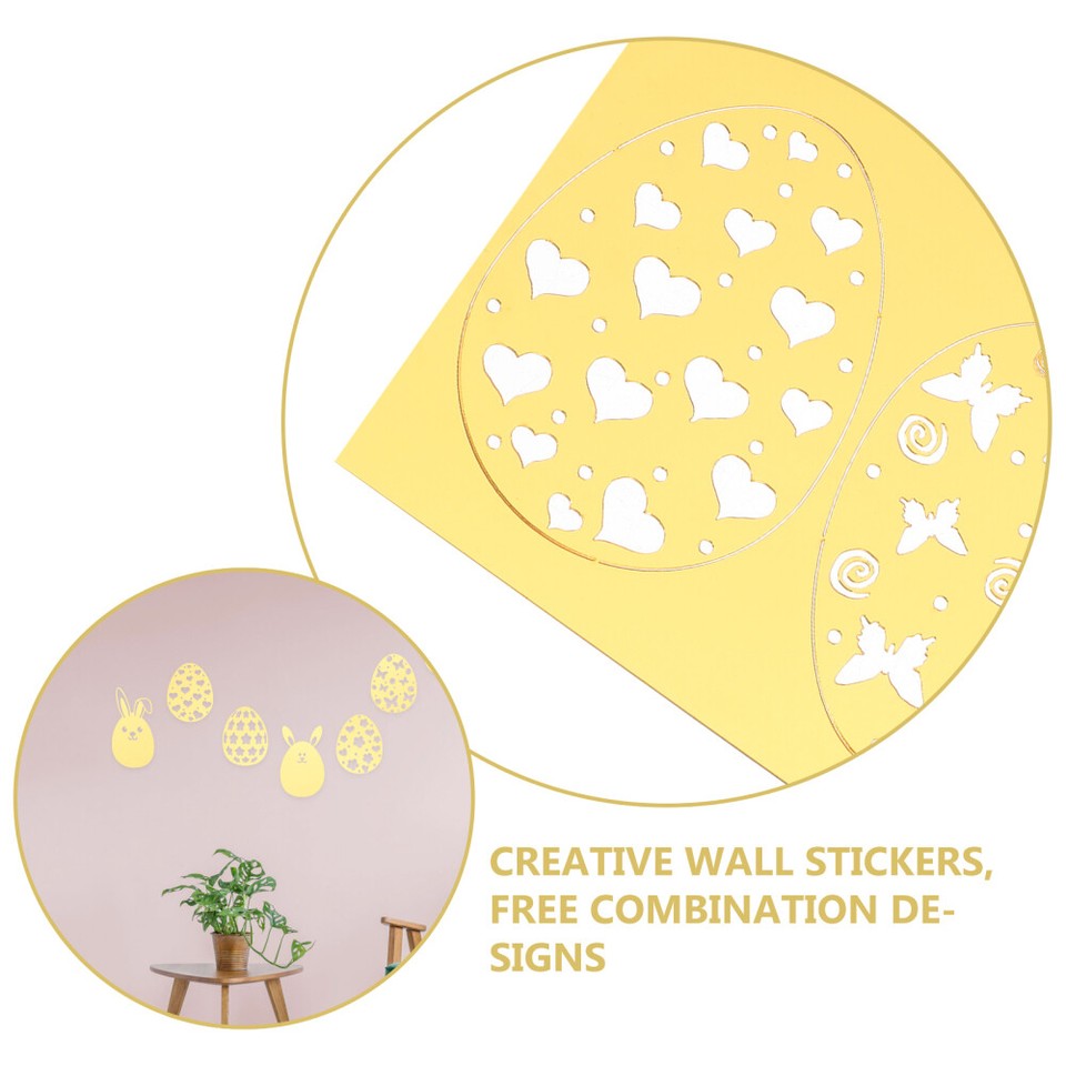9 Pcs Easter Egg Shape Wall Sticker Mirror Tv Background Door