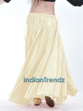 Cream Satin Skirt Full Circle Belly Dance 9 Yard Hem Maxi 36" Long One Size