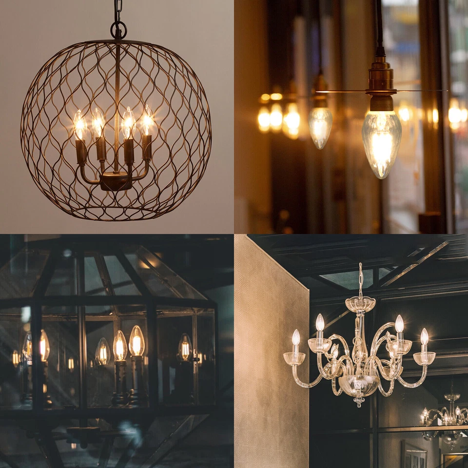 E26 LED Bulb F15 Flame Wrinkle Retro Dimmable Warm White Chandelier Candle Light - Image 2 of 4