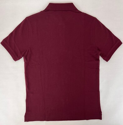 New Burberry Men's Deep Claret Cotton Embroidered Logo Polo Shirt