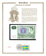 Sweden 10 Kronor 1980 P-52e UNC w/FDI UN FLAG STAMP Serie BA F660805