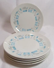 Royal China USA Vintage Mid Century BLUE HEAVEN Five (5) Bread Plates GC