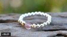 14K Gold Filled, Cherry Quartz  Sterling Silver Stretch Ring.