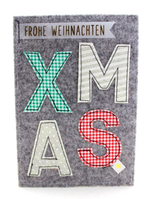 X Mas Weihnachtskarte samtige Karte Weihnachten Glückwunschkarte Handarbeit