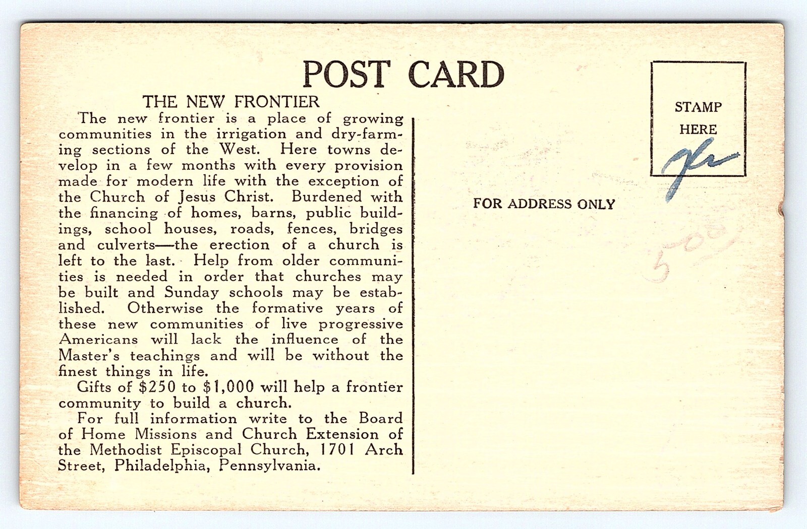 c1907 The New Frontier Harvesting Huge Horse Team Building Churches Postcard D25