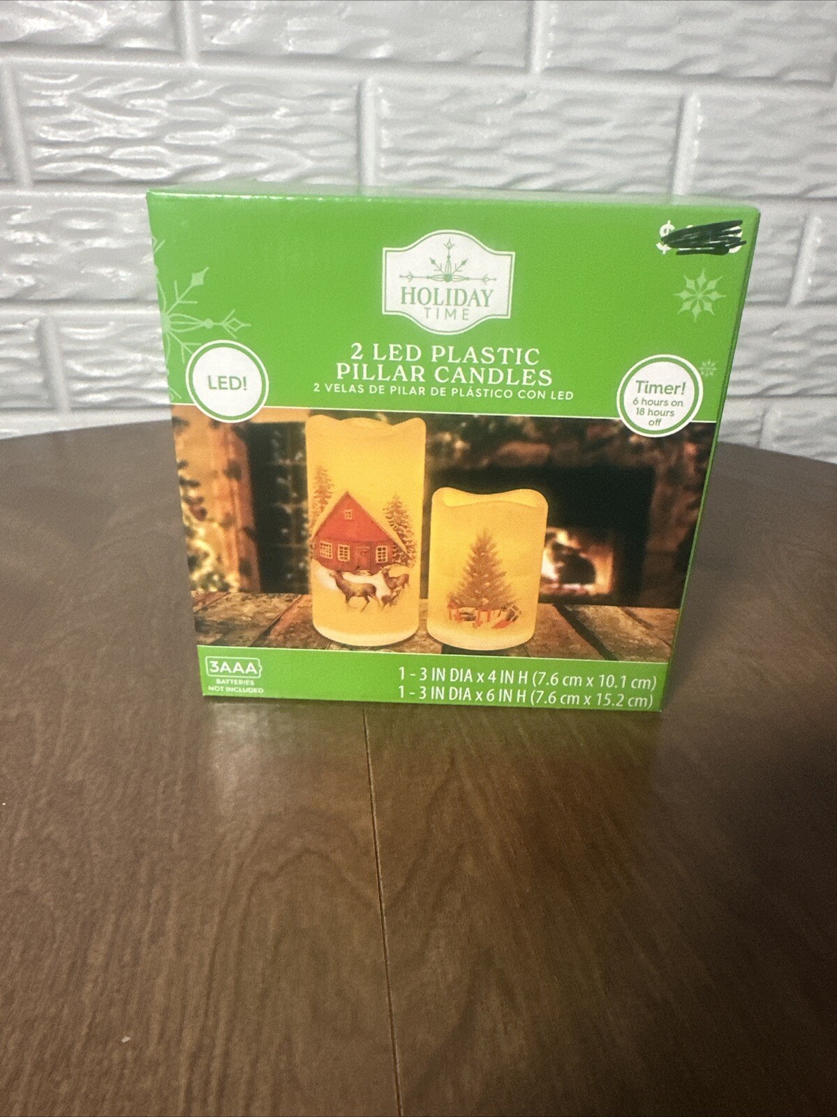 HOLIDAY TIME 2Pack Flameless LED Battery Pillar Candles for Indoor Outdoor