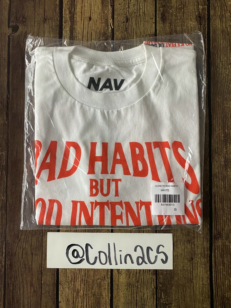 New VLONE x NAV White Bad Habits Good Intentions Tee 100