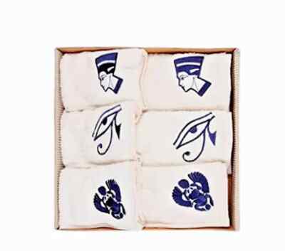 Nefertari big carton box contains 6 cotton towels with pharaonic embroideries