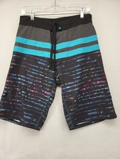 BURNSIDE MENS BOARD SHORTS BLACK BLUR SIZE 30 SWIM TRUNKS SURF SURFING OUTDOOR
