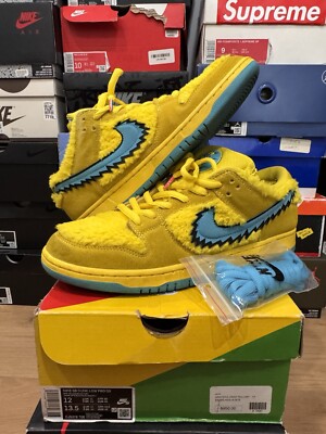 Nike Dunk Low SB x Grateful Dead Yellow Bear Size 12 100% Authentic 9/10 Conditi