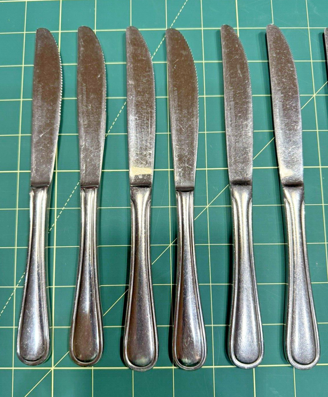 10 Dinner Knife Knives Bon Chef 18/10 Stainless Silverware Flatware Outlined