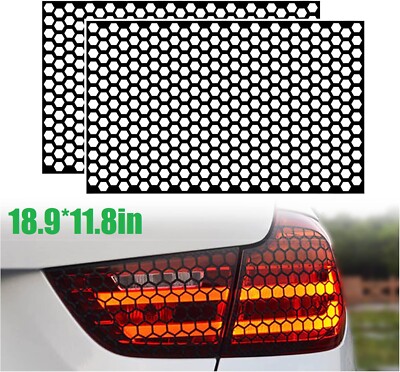 2PCS Headlight Tail Light Lamp Decor Trim Honeycomb Self-Adhesive Sticker Decals
