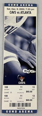NBA 2000 12/09 Atlanta Hawks at Cleveland Cavaliers Ticket-Jason Terry 32pts