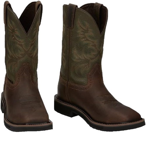 Bottes Western Justin Diamond J Vintage - Gris Cuir - Homme 8 EE / Femme 9.5 - Neuves En Boîte
