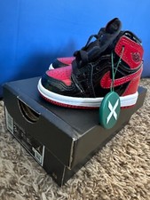 Nike Air Jordan 1 Retro High Og Patent Bred blk / red Size 3c AQ2665-063