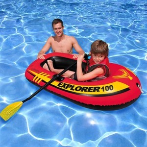 Intex Explorer 100 1 Person Inflatable Floating Boat With Oars W Ebay