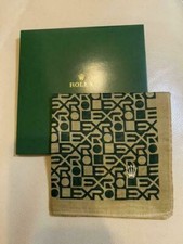 Rolex Official Handkerchief Logo Green Beige Scarf 44 x 43cm Men w/Box