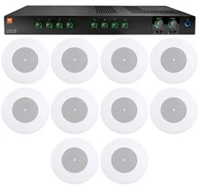 JBL CSMA280 Commercial 2x80w Amplifier 4ohm/8ohm/70V/100V+(10) 8" 10w Speakers