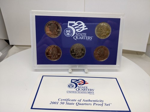 2001-S 50 State Quarters Proof Set WITH BOX & COA US Mint -NY, NC, RI, VT, KY - Picture 2 of 3