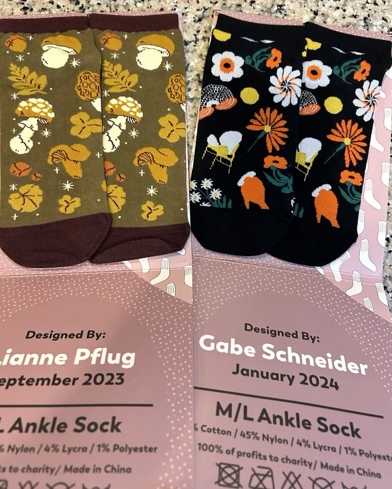 Impresionantes Calcetines Club Para Mujer Talla M/L Champiñón y Floral Calcetines al Tobillo Foto 2 de 4