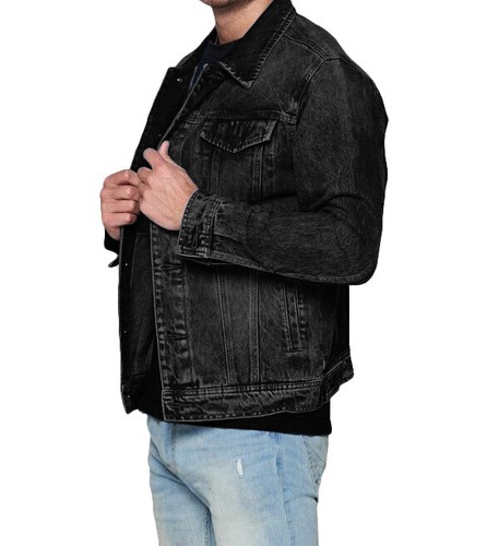 Men’s Red Label Premium Faded Denim Cotton Jean Button Up Slim Fit Jacket - Picture 18 of 28