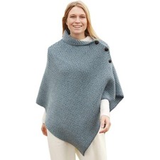 Women’s Irish Wool Herringbone Buttoned Cape (b814-433)