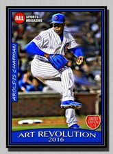 2016 AROLDIS CHAPMAN CC 4/4 ORIGINAL PRINT ART REVOLUTION ART SKETCH CARD