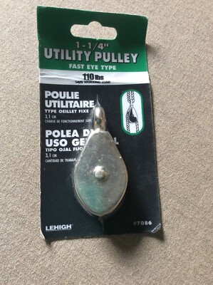new Utility Pulley 1-1/4  fast eye 110LBS Lehigh #7086 Mancave diy 