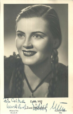 EDITH MILL Original Autogramm signierte Postkarte 50er Jahre