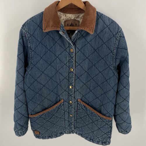 Vintage Polo Ralph Lauren Womens M Quilted Denim Hunting Lined Chore Coat Jacket