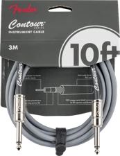 Fender Contour Series Guitar/Instrument Cable, Straight, 10' ft, Inca Silver