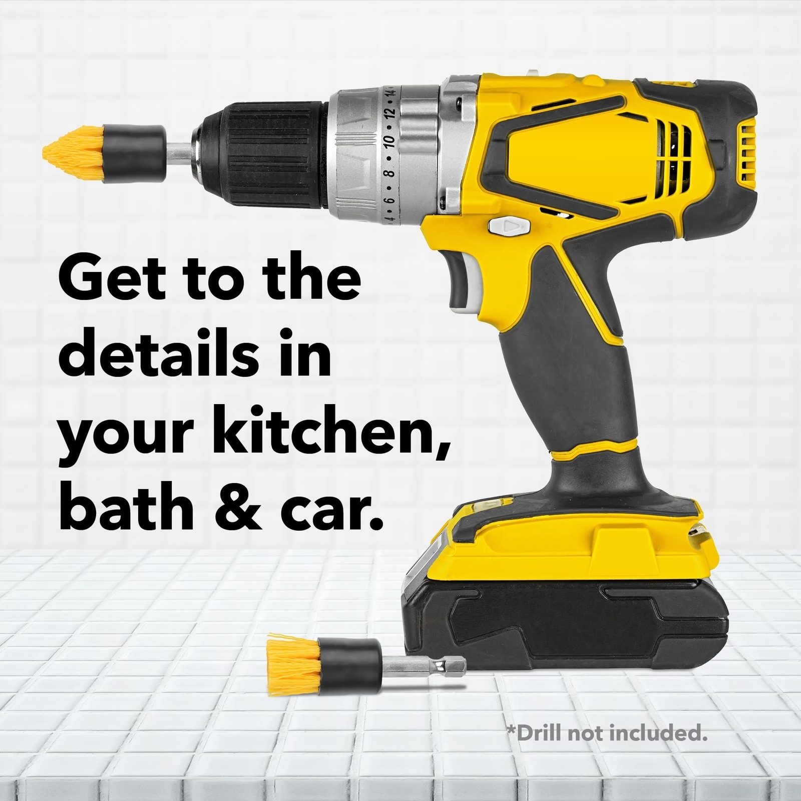 [4 Pack] .75 W Drill Brush Attachment Set - 2 Tapered & 2 Flat